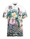 Just Cavalli Man Polo Shirt White Size Xxl Cotton, Viscose, Polyamide, Elastane In White