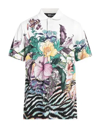 Just Cavalli Man Polo Shirt White Size Xxl Cotton, Viscose, Polyamide, Elastane