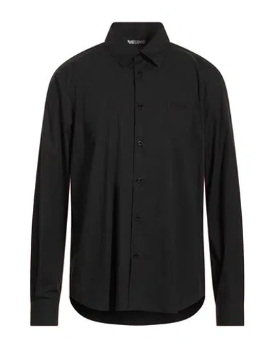 Just Cavalli Man Shirt Black Size 44 Cotton, Polyamide, Elastane