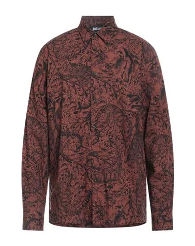 Just Cavalli Man Shirt Brown Size 48 Cotton, Viscose