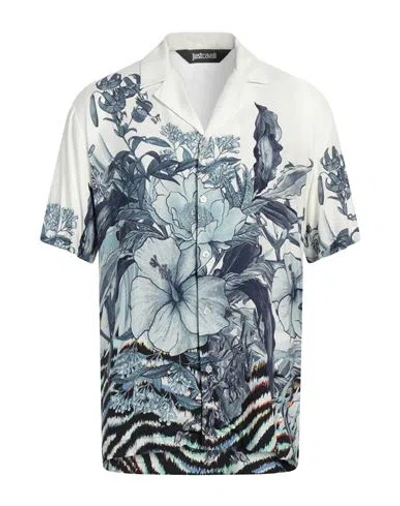 Just Cavalli Man Shirt Ivory Size 40 Viscose In White