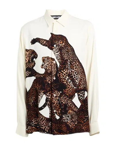 Just Cavalli Man Shirt Ivory Size 48 Viscose In White