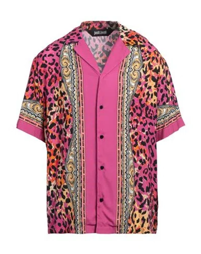 Just Cavalli Animal-print Logo-detail Shirt In Magenta