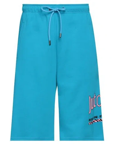 Just Cavalli Man Shorts & Bermuda Shorts Azure Size M Cotton In Blue