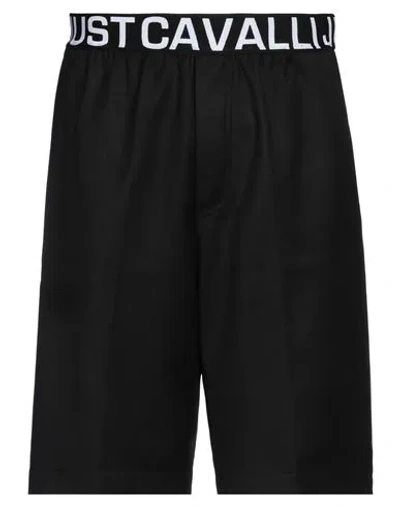 Just Cavalli Man Shorts & Bermuda Shorts Black Size 36 Polyester, Viscose, Elastane