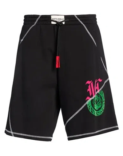 Just Cavalli Man Shorts & Bermuda Shorts Black Size M Cotton