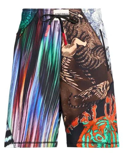 Just Cavalli Man Shorts & Bermuda Shorts Black Size M Cotton In Multi