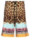 Just Cavalli Man Shorts & Bermuda Shorts Camel Size Xxl Cotton In Beige
