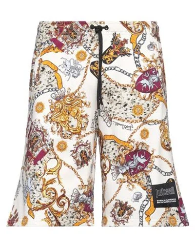 Just Cavalli Man Shorts & Bermuda Shorts Cream Size M Cotton In White