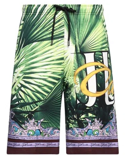 Just Cavalli Man Shorts & Bermuda Shorts Green Size L Cotton