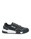 Just Cavalli Man Sneakers Black Size 9 Leather, Textile Fibers In Black
