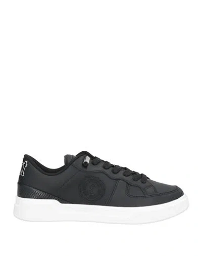 Just Cavalli Man Sneakers Black Size 9 Leather, Textile Fibers