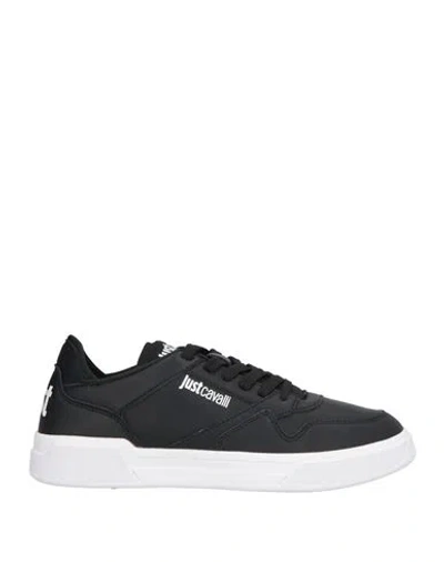 Just Cavalli Man Sneakers Black Size 9 Leather, Textile Fibers