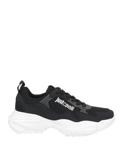 Just Cavalli Man Sneakers Black Size 9 Textile Fibers, Polyurethane, Pvc - Polyvinyl Chloride