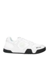 Just Cavalli Man Sneakers White Size 7 Leather, Textile Fibers In White