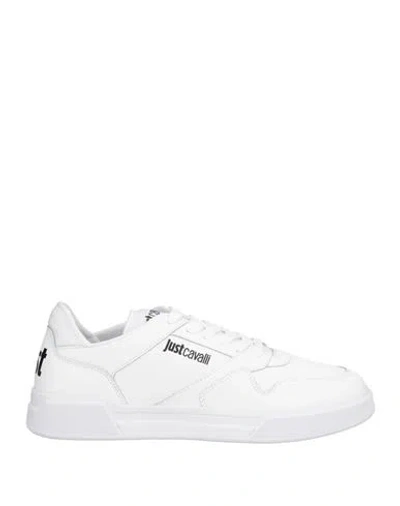 Just Cavalli Man Sneakers White Size 9 Leather, Textile Fibers