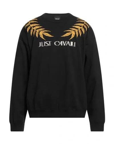 Just Cavalli Man Sweater Black Size Xxl Polyamide, Cotton