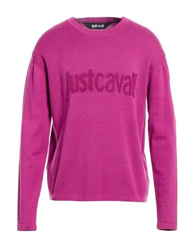 Just Cavalli Man Sweater Mauve Size M Cotton In Purple