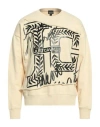 Just Cavalli Man Sweatshirt Beige Size Xl Cotton, Elastane In Beige