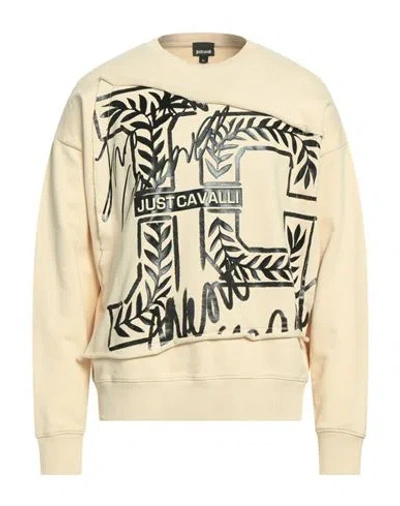 Just Cavalli Man Sweatshirt Beige Size Xl Cotton, Elastane