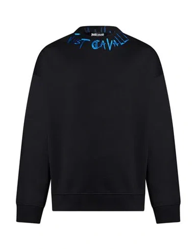 Just Cavalli Man Sweatshirt Black Size 3xl Cotton In Blue
