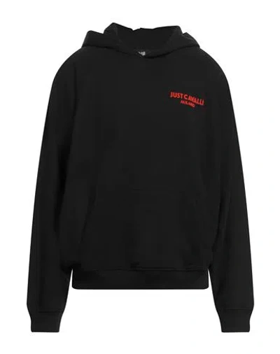 Just Cavalli Man Sweatshirt Black Size 3xl Cotton, Elastane