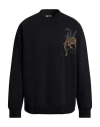 Just Cavalli Man Sweatshirt Black Size 3xl Cotton, Elastane In Black