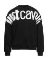 JUST CAVALLI JUST CAVALLI MAN SWEATSHIRT BLACK SIZE XXL COTTON, ELASTANE