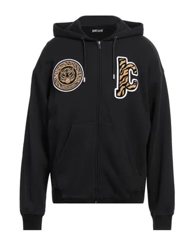 Just Cavalli Man Sweatshirt Black Size Xl Cotton, Elastane