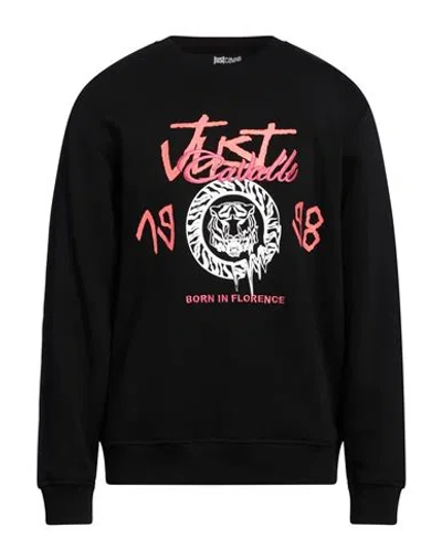 Just Cavalli Man Sweatshirt Black Size Xxl Cotton, Elastane