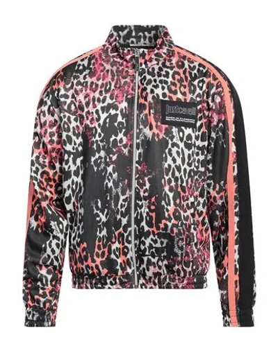Just Cavalli Man Sweatshirt Black Size M Polyester In Multi