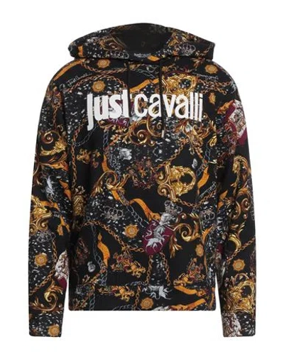 Just Cavalli Man Sweatshirt Black Size Xl Cotton In Multi