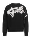 Just Cavalli Man Sweatshirt Black Size Xl Cotton, Elastane