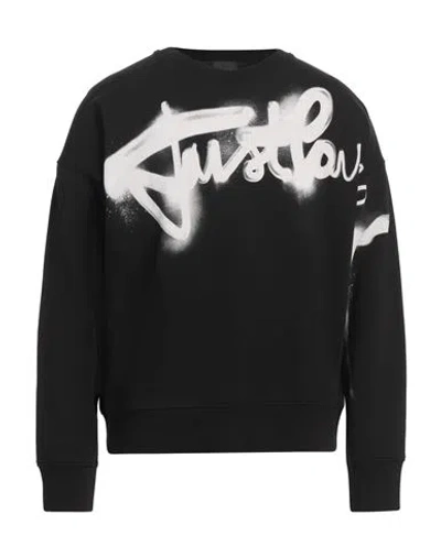 Just Cavalli Man Sweatshirt Black Size Xl Cotton, Elastane
