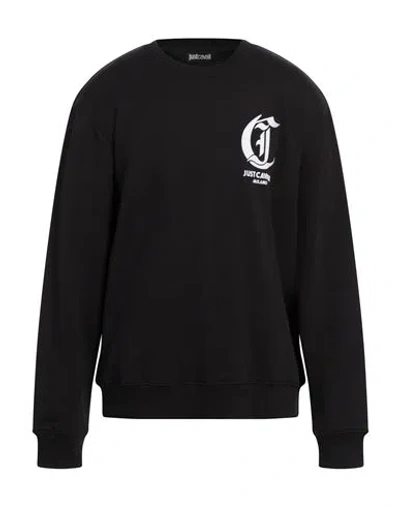 Just Cavalli Man Sweatshirt Black Size Xl Cotton, Elastane