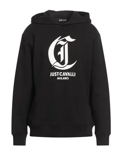 Just Cavalli Man Sweatshirt Black Size Xl Cotton, Elastane