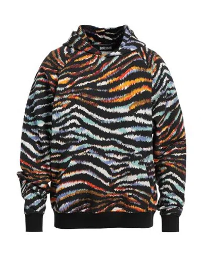 Just Cavalli Man Sweatshirt Black Size Xxl Cotton, Elastane