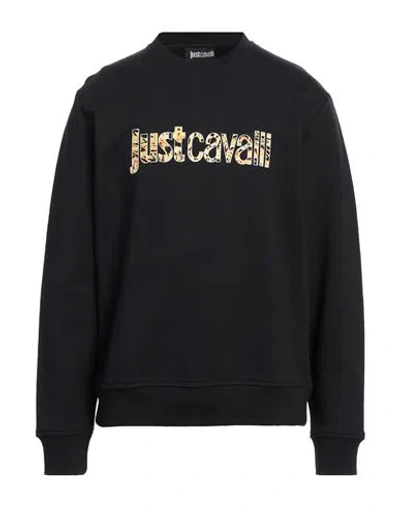 Just Cavalli Man Sweatshirt Black Size Xxl Cotton, Elastane