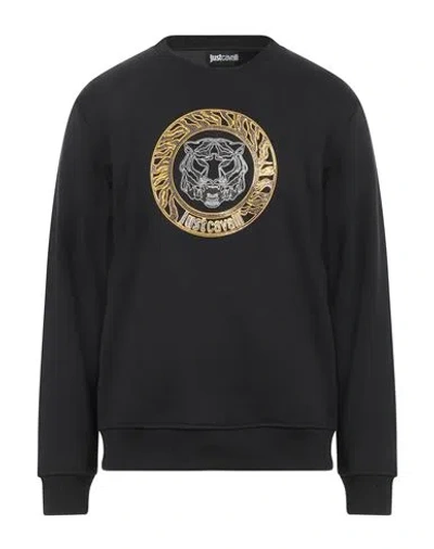 Just Cavalli Man Sweatshirt Black Size Xl Cotton, Elastane