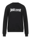 Just Cavalli Man Sweatshirt Black Size L Cotton, Elastane In Black