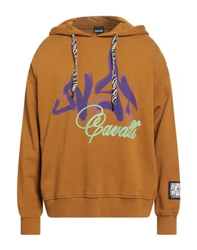 Just Cavalli Man Sweatshirt Brown Size S Cotton, Elastane