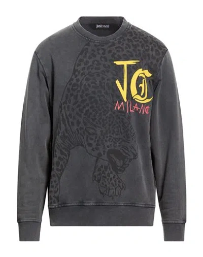 Just Cavalli Man Sweatshirt Charcoal Size 3xl Cotton In Gray