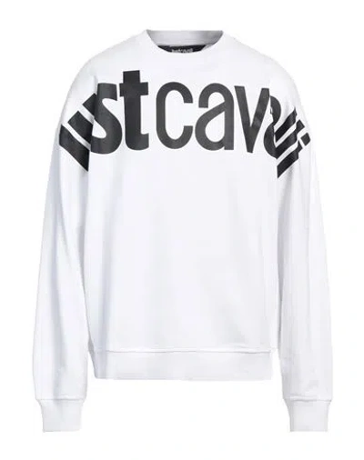 Just Cavalli Man Sweatshirt White Size Xl Cotton, Elastane