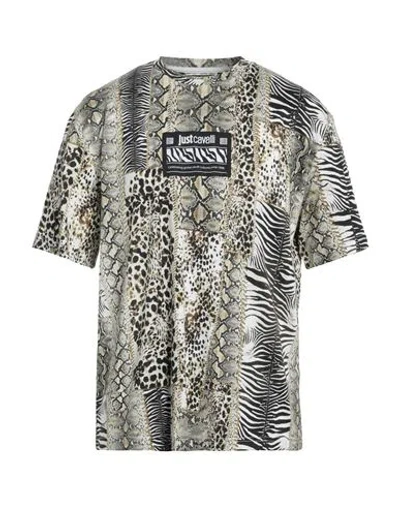 Just Cavalli Man T-shirt Beige Size L Cotton