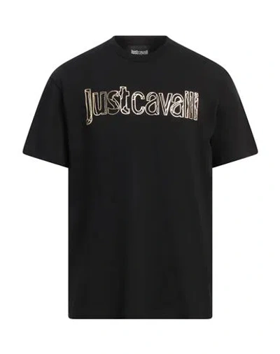 Just Cavalli Man T-shirt Black Size 3xl Cotton In Schwarz
