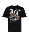 Just Cavalli Man T-shirt Black Size 3xl Cotton In Black