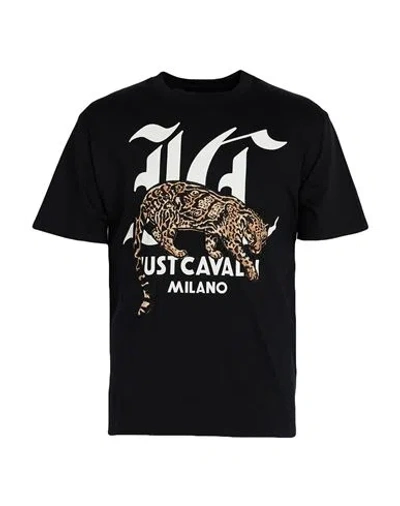 JUST CAVALLI JUST CAVALLI MAN T-SHIRT BLACK SIZE 3XL COTTON