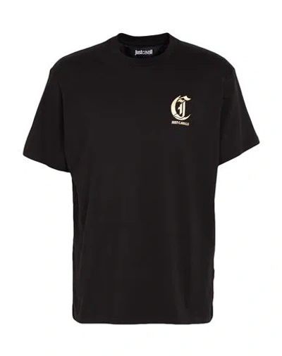 Just Cavalli Man T-shirt Black Size Xl Cotton In Brown
