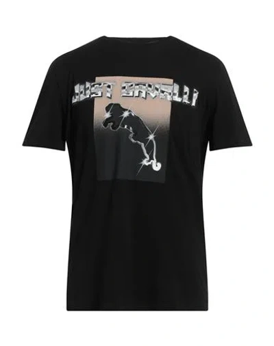Just Cavalli Man T-shirt Black Size M Cotton