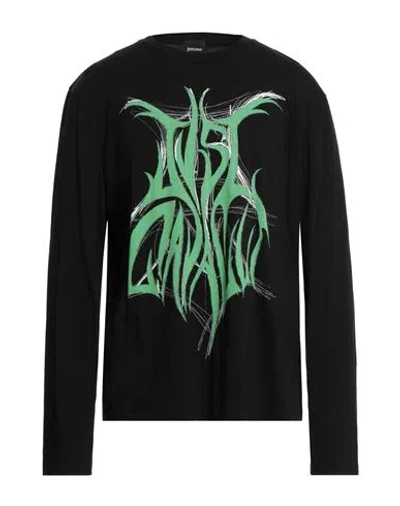 Just Cavalli Man T-shirt Black Size M Cotton